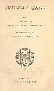 Cover of Plutarch's essays by Plutarch