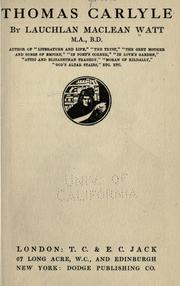 Front cover of Thomas Carlyle by Lauchlan MacLean Watt