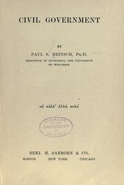 Front cover of Civil government by Reinsch, Paul Samuel