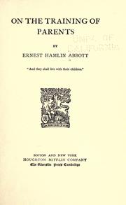 Front cover of On the training of parents by Ernest Hamlin Abbott