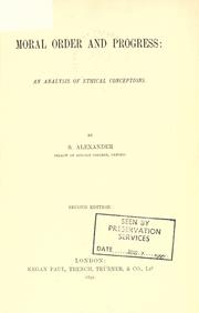 Cover of Moral order and progress by Samuel Alexander