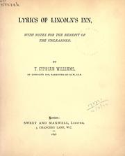 Front cover of Lyrics of Lincoln's Inn by T. Cyprian Williams