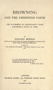 Front cover of Browning and the Christian faith by Berdoe, Edward