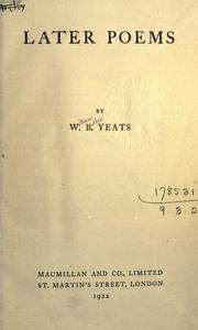 Front cover of Later poems by William Butler Yeats