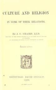 Cover of Culture and religion in some of their relations by John Campbell Shairp