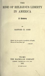 Front cover of The rise of religious liberty in America by Cobb, Sanford Hoadley
