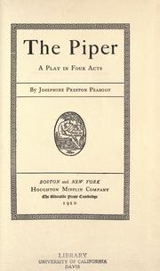 Front cover of The piper by Josephine Preston Peabody