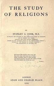 Front cover of The study of religions by Stanley Arthur Cook