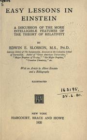 Cover of Easy lessons in Einstein by Edwin Emery Slosson