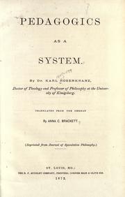 Front cover of Pedagogics as a system by Karl Rosenkranz