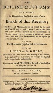 Front cover of The British customs by Henry Saxby