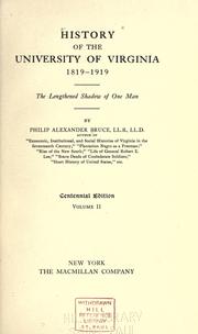 Cover of History of the University of Virginia, 1819-1919 by Philip Alexander Bruce