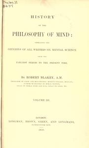 Cover of History of the philosophy of mind by Robert Blakey