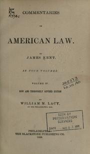 Cover of Commentaries on American law by James Kent