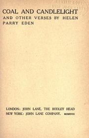 Front cover of Coal and candelight, and other verses by Helen Parry Eden