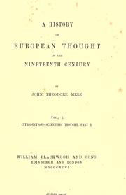 Cover of A history of European thought in the nineteenth century,Vol. 3 by John Theodore Merz