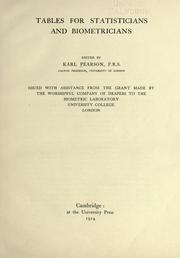 Cover of Tables for statisticians and biometricians by Karl Pearson