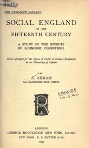Cover of Social England in the fifteenth century by Annie Abram