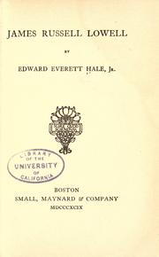 Front cover of James Russell Lowell by Edward Everett Hale, Jr.