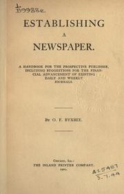 Front cover of Establishing a newspaper by O. F. Byxbee