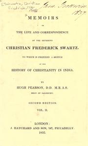 Front cover of Memoirs of the life and correspondence of the Reverend Christian Frederick Swartz by Hugh Pearson
