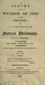 Cover of A survey of the wisdom of God in the creation by John Wesley