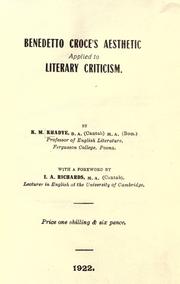 Front cover of Benedetto Croce's aesthetic applied to literary criticism by K. M. Khadye