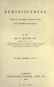Cover of Reminiscences by T. Mozley