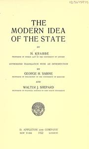 Cover of Moderne Staats-idee. by H. Krabbe
