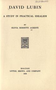 Cover of David Lubin by Olivia Rossetti Agresti
