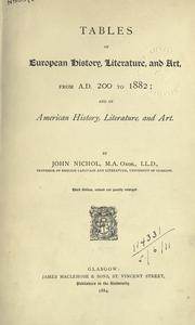 Front cover of Tables of European history, literature, and art, from A.D. 200 to 1882 by Nichol, John