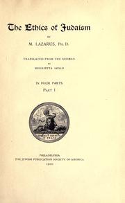 Cover of Die Ethik des Judenthums by Lazarus, Moritz
