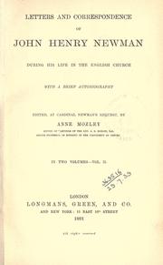 Front cover of Letters and correspondence during his life in the English Church, with a brief autobiography by John Henry Newman