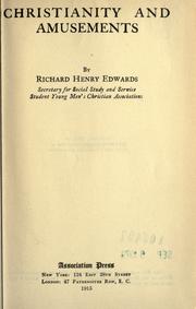 Front cover of Christianity and amusements by Edwards, Richard Henry