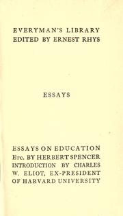 Cover of Essays on education and kindred subjects by Herbert Spencer
