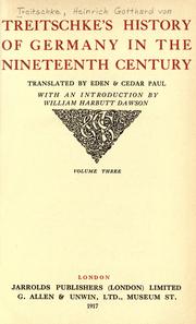 Front cover of Treitschke's History of Germany in the nineteenth century by Heinrich von Treitschke