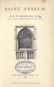 Front cover of Saint Anselm by Richard William Church