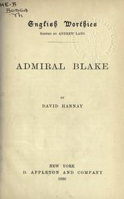Cover of Admiral Blake by David Hannay