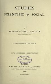 Front cover of Studies scientific & social by Alfred Russel Wallace