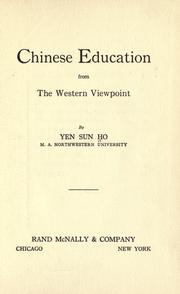 Cover of Chinese education from the western viewpoint by Yen, Sun Ho.