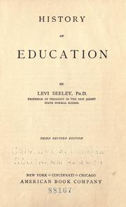 Front cover of History of education by Levi Seeley