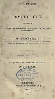 Front cover of Elements of psychology by Cousin, Victor