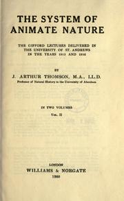 Cover of The system of animate nature by J. Arthur Thomson