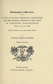 Front cover of Bibliography of Worcester by Charles L. Nichols