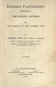 Cover of Edward Plantagenet (Edward I.) the English Justinian by Edward Jenks