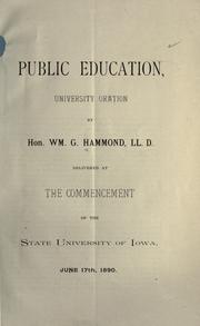 Cover of Public education by William G. Hammond