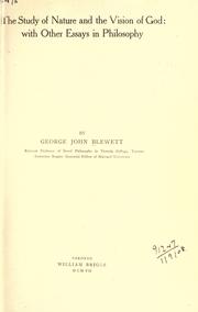 Front cover of The study of nature and the vision of God by George John Blewett