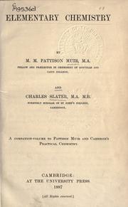 Cover of Elementary chemistry by M. M. Pattison Muir
