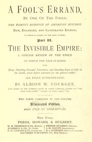 Front cover of A fool's errand by Albion Winegar Tourgée