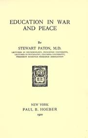 Front cover of Education in war and peace by Paton, Stewart